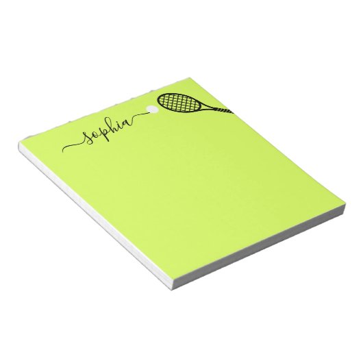 Personalized Script Name Modern Green Tennis Notizblock (angewinkelt)