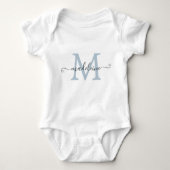 Personalized Script Name Monogram Baby Blue Baby Strampler (Vorderseite)