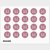 Personalized Script Name Monogram Dusty Rose Runder Aufkleber (Blatt)