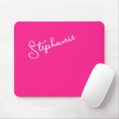 Personalized Script Name Stylish Bright Hot Pink  Mousepad (Mit Mouse)