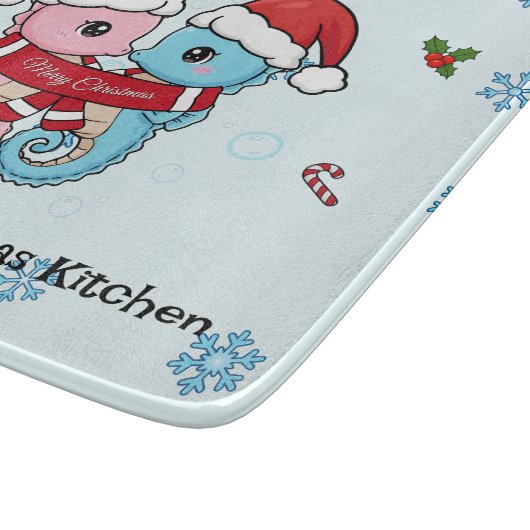 Personalized Seahorse Christmas Cutting Board Schneidebrett (Ecke)