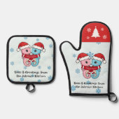 Personalized Seahorse Christmas Oven Mitt Set (Vorderseite)