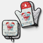 Personalized Seahorse Christmas Oven Mitt Set (Vorderseite/Rückseite)
