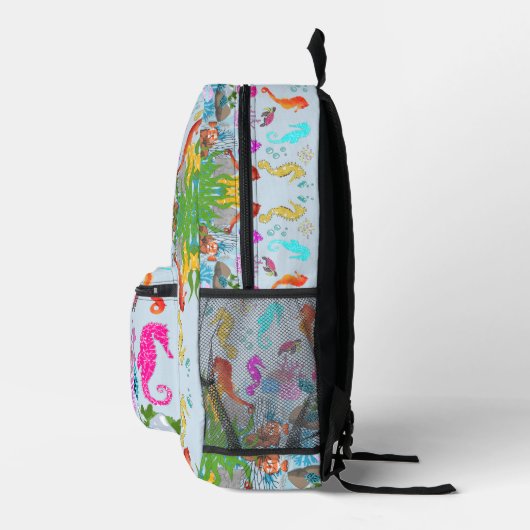 Personalized Seahorse Ocean Kids Backpack, Custom  Bedruckter Rucksack (Rechts)