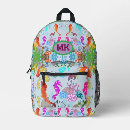 Personalized Seahorse Ocean Kids Backpack, Custom  Bedruckter Rucksack (Vorderseite)