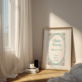 Personalized Seashells Ribbon Birth Info Poster