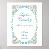 Personalized Seashells Ribbon Birth Info Poster (Vorne)