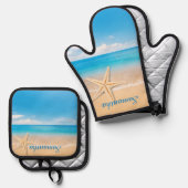 Personalized Seaside Kitchen Mitt & Pot Set (Vorderseite/Rückseite)