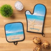 Personalized Seaside Kitchen Mitt & Pot Set (Oben Unten)