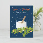Personalized Season’s Greetings Card with Eggnog Einladung (Stehend Vorderseite)