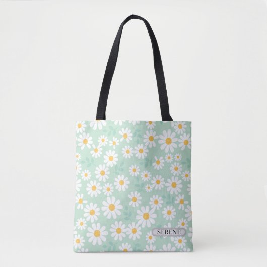 Personalized Serene Daisy Floral Tasche (Vorderseite)