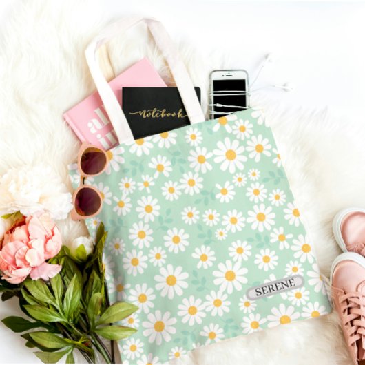 Personalized Serene Daisy Floral Tasche