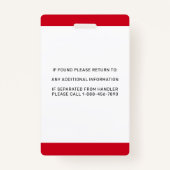 Personalized Service Dog Allergy Alert Dog Photo Ausweis (Rückseite)