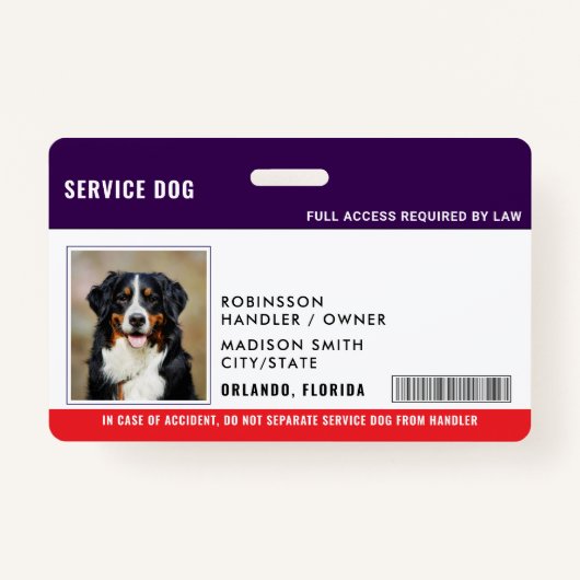 Personalized Service Dog Ausweis (Vorderseite)