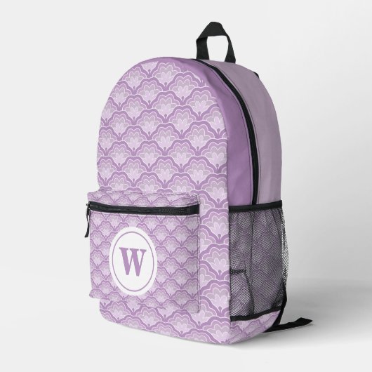 Personalized Shades of Purple Floral Pattern Bedruckter Rucksack (Rückseitige Ecke Rechts)