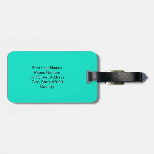 Personalized Shadow Monogram Pink Aqua Green Gepäckanhänger (Rückseite horizontal)