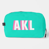 Personalized Shadow Monogram Pink Aqua Green Waschbeutel (Vorderseite)