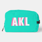 Personalized Shadow Monogram Pink Aqua Green Waschbeutel (Rückseite)