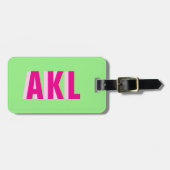 Personalized Shadow Monogram Pink Green Custom Gepäckanhänger (Vorderseite horizontal)