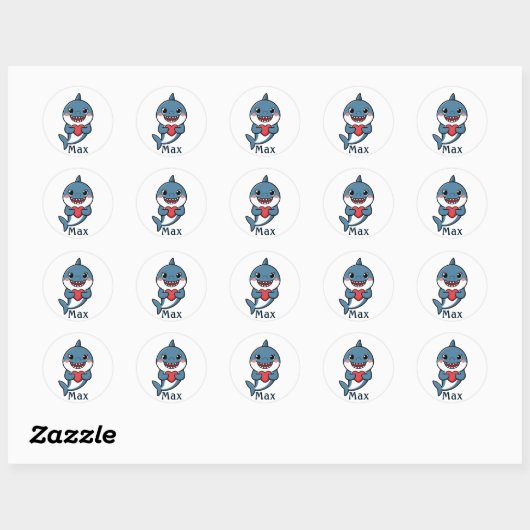 Personalized Shark Valentine Sticker for Boys (Blatt)