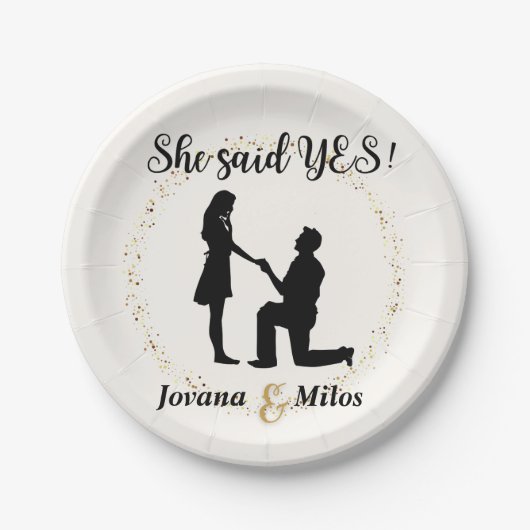Personalized She said Yes Engagement Plate  Pappteller (Vorderseite)