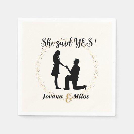 Personalized She said Yes Engagement Plate  Serviette (Vorderseite)