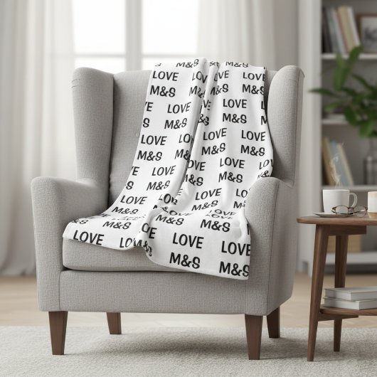 Personalized Sherpa Fleece Initial Blanket, Custom