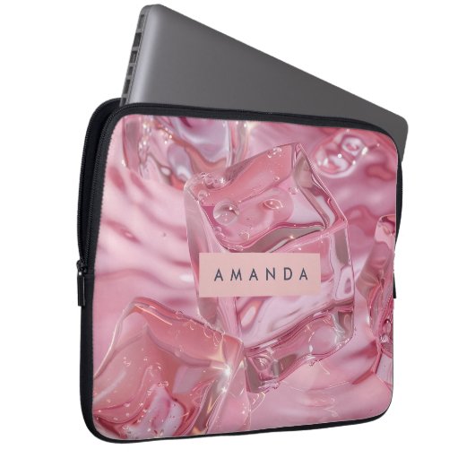 Personalized Shimmer Glossy Pink Ice Laptopschutzhülle (Vorne Rechts)