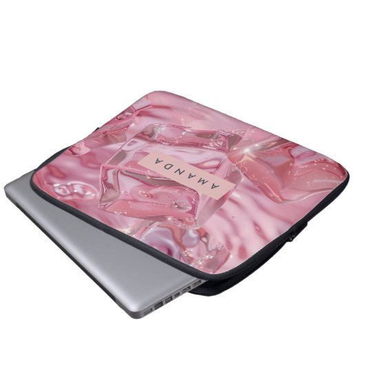Personalized Shimmer Glossy Pink Ice Laptopschutzhülle (Vorne Knopf)