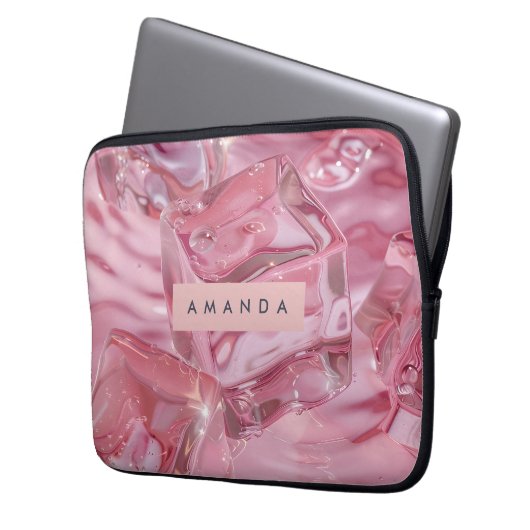 Personalized Shimmer Glossy Pink Ice Laptopschutzhülle (Vorderseite Links)