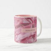 Personalized Shimmer Glossy Pink Ice Zweifarbige Tasse (VorderseiteRechts)