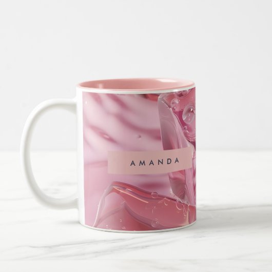 Personalized Shimmer Glossy Pink Ice Zweifarbige Tasse (Links)
