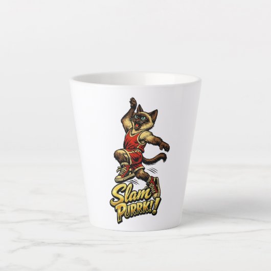 Personalized Siamese Basketball Cat Latte Mug Milchtasse (Vorderseite)