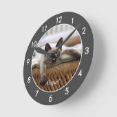 Personalized Siamese Kitten | Cat Large Clock Runde Wanduhr (Winkel)