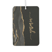 Personalized Signature Black Gold Agate Autolufterfrischer (Vorderseite)