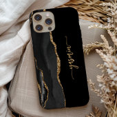 Personalized Signature Black Gold Agate Case-Mate iPhone Hülle