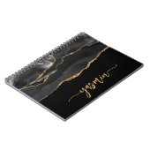 Personalized Signature Black Gold Agate Notizblock (Linke Seite)