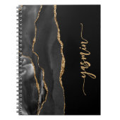 Personalized Signature Black Gold Agate Notizblock (Vorderseite)