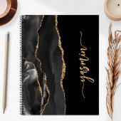 Personalized Signature Black Gold Agate Notizblock