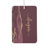 Personalized Signature Burgundy Gold Agate Autolufterfrischer (Vorderseite)