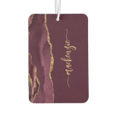 Personalized Signature Burgundy Gold Agate Autolufterfrischer (Rückseite)