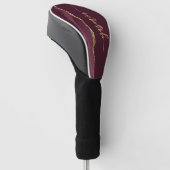 Personalized Signature Burgundy Gold Agate Golf Headcover (angewinkelt)