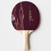 Personalized Signature Burgundy Gold Agate Tischtennis Schläger (Vorderseite)