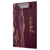 Personalized Signature Burgundy Red Gold Agate Klemmbrett (Links)