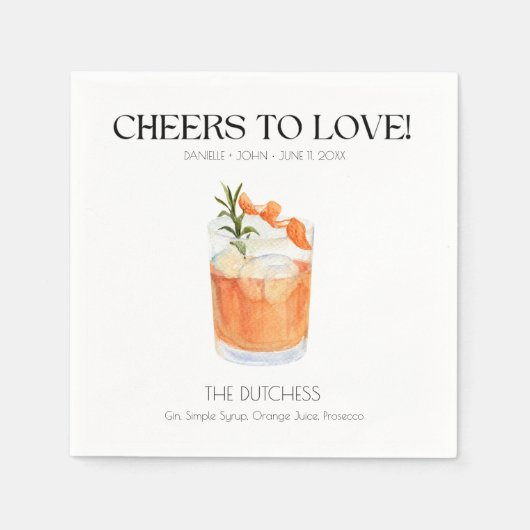 Personalized Signature Drink Wedding Napkins Serviette (Vorderseite)