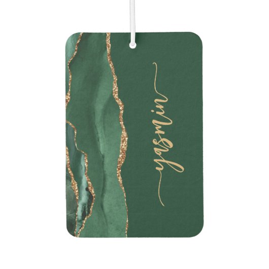 Personalized Signature Emerald Green Gold Agate Autolufterfrischer (Vorderseite)