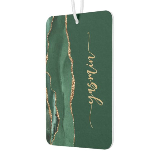 Personalized Signature Emerald Green Gold Agate Autolufterfrischer (Links)