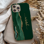 Personalized Signature Emerald Green Gold Agate Case-Mate iPhone Hülle