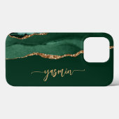 Personalized Signature Emerald Green Gold Agate Case-Mate iPhone Hülle (Rückseite (Horizontal))