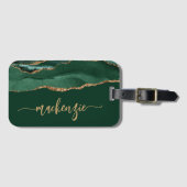 Personalized Signature Emerald Green Gold Agate Gepäckanhänger (Vorderseite (Horizontal))